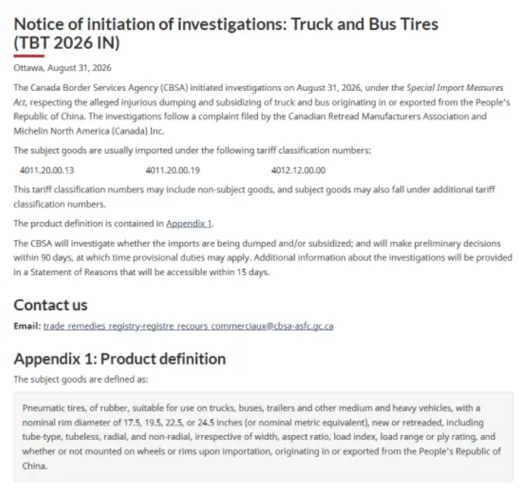 Canada’s Tyre Anti Dumping Investigation into Chinese Truck and Bus Tires: What Overseas Buyers Need to Know